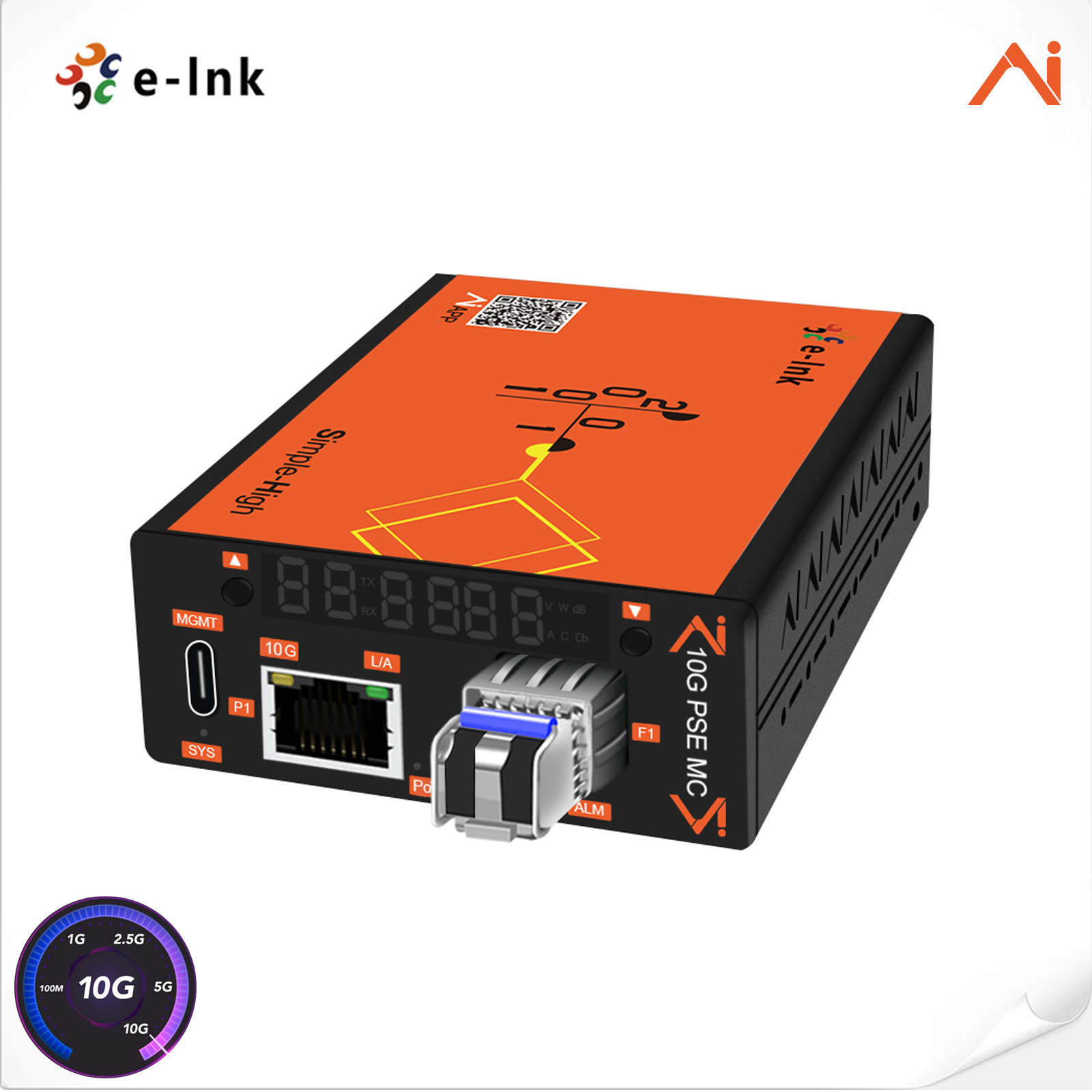 AI Smart Managed 10G/5G/2.5G/1G/100M RJ45 to 10G SFP+ PoE Fiber Media Converter