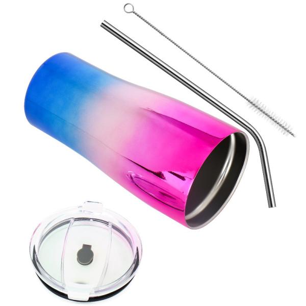 30oz Double Wall Tumbler With Flip Top Lid Straw And Cleaning Brush