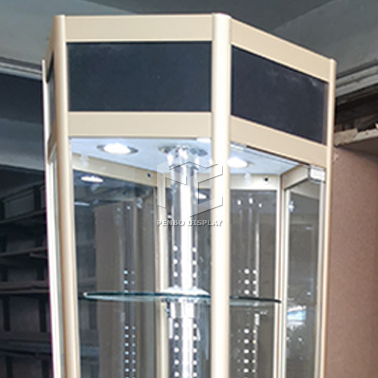OEM сплава титана витрины дисплея башни 300*300*2000mm шестиугольный стеклянный