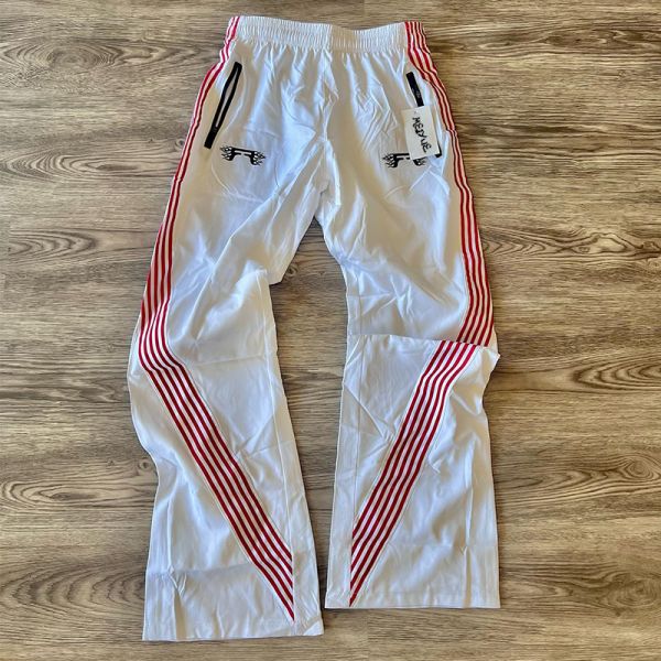 Custom Logo Windbreaker Sweatpants Joggers Pants Nylon Stripe Trousers Wide Leg Sweat Pants Men's Loose Pants & Trousers