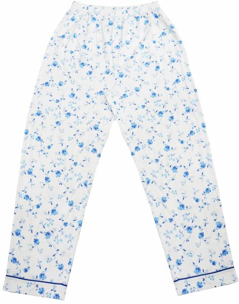 Cute Blue Floral Printed Womens Pyjama Sets / Ladies Nightwear Shorts Set For Autumn