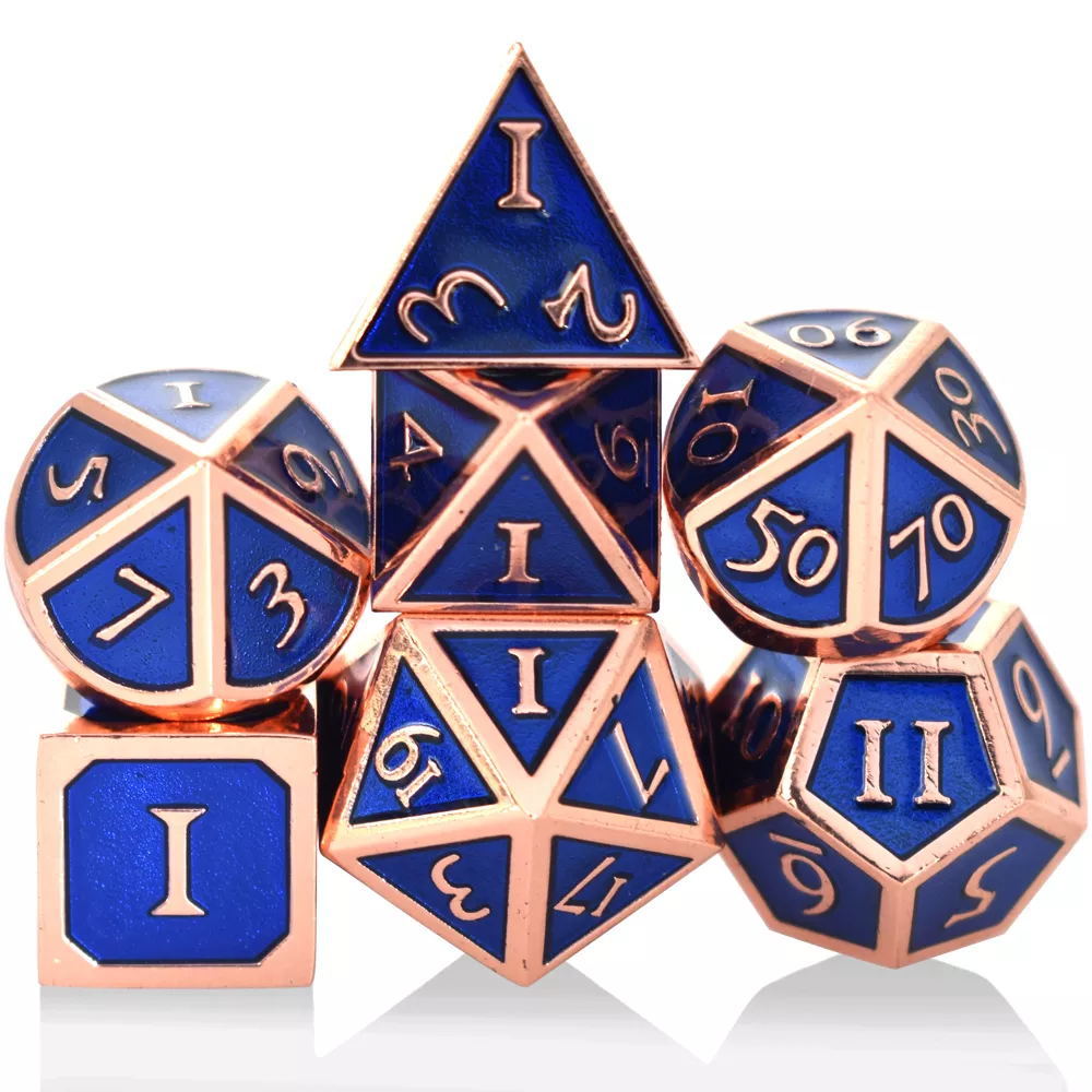 High Quality Zinc Alloy 7pcs Set Custom Logo Metal Dice for D&D RPG Dungeons Dragons