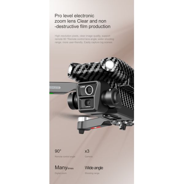 Beginner Operator Skill Level Portable RC Drone with Obstacle Avoidance and Triple Camera D3 Pro 4k Brushless Motor