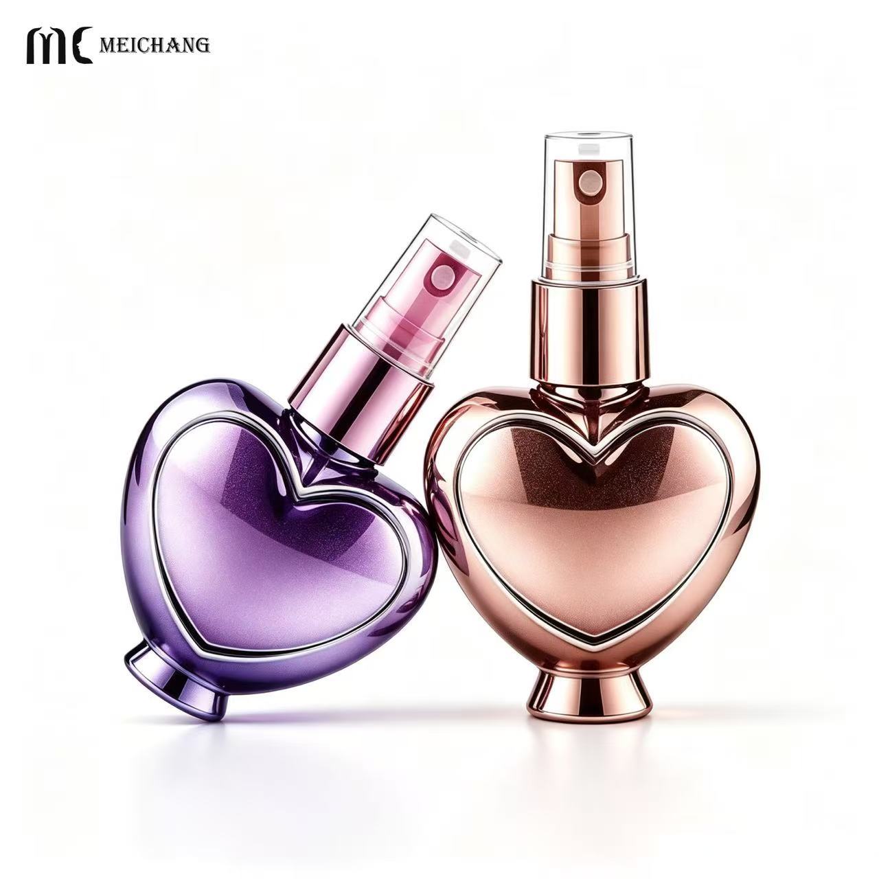 25ml, 50ml, 80ml and 120ml Heart-Shaped Electroplated PET Fine Mist Spray Bottle (MC-449)