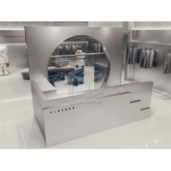 Metal Clothing Shop Display Furniture Veneered Surface