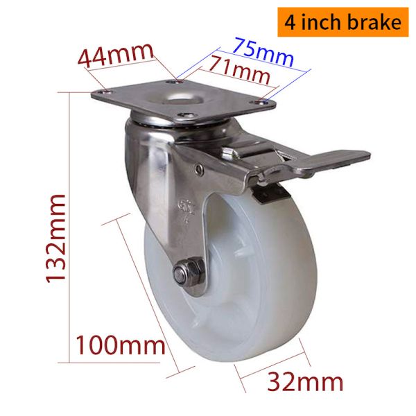 EDL 4 Inch Stainless Steel Medium Duty Caster With Durable  Wheel Loading  150Kg S544P-25