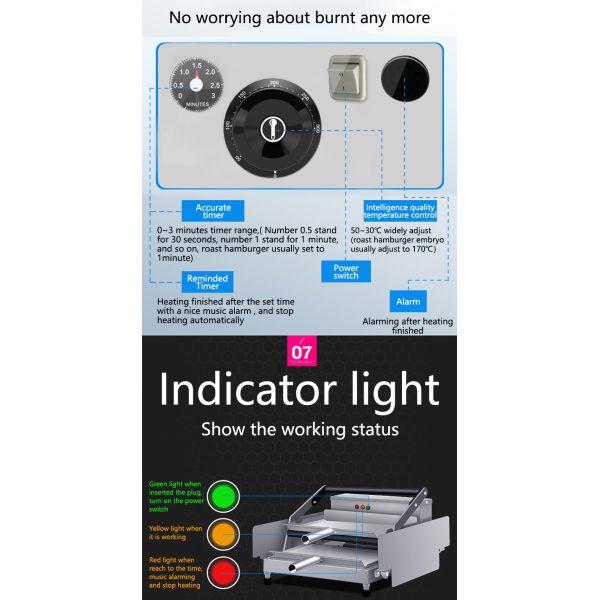 Серебряные белые электрические гамбургеры для нагрева пищи с неприлипчивой поверхностью для приготовления пищи