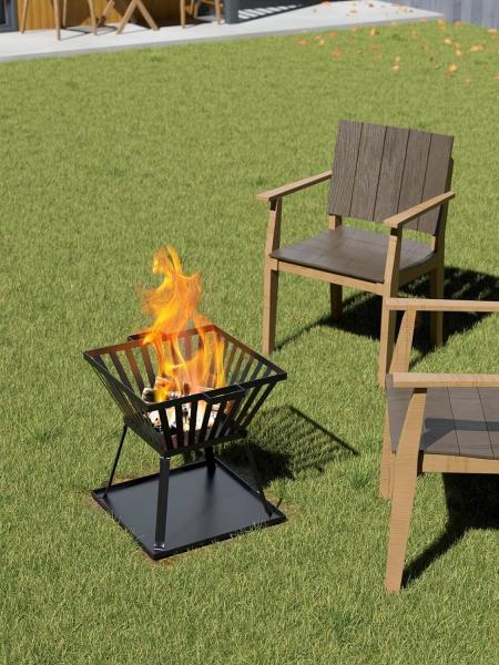 Aquecimento externo Trapezoide Metal Fogão a lenha com churrasco e acabamento de piquenique