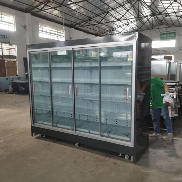 Fan Cooling Auto Spring Back Glass Door Upright Freezer Merchandiser Refrigerator