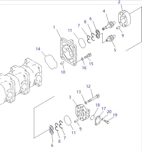 705-33-28540 7053328540 Hydraulic Pump KOMATSU Wheel Loader Spare Parts For WA350-3A WA380-3