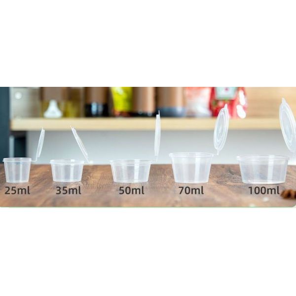 Disposable Transparent Cup with Lid Packaging Box Keep Your Spicy Sauce and Juice Fresh