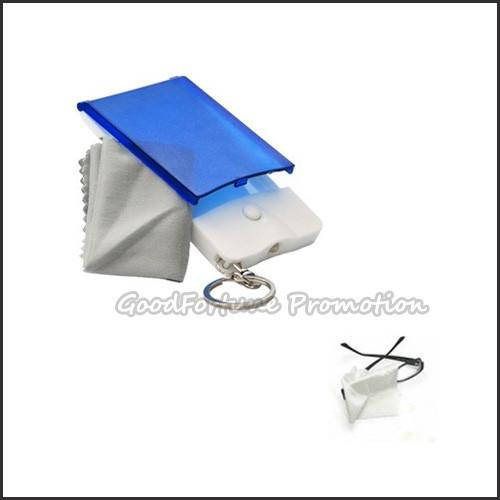 HOT sale Eco ABS led eyeglass lens cleaning cloth keychain holder keyrings promotion gift