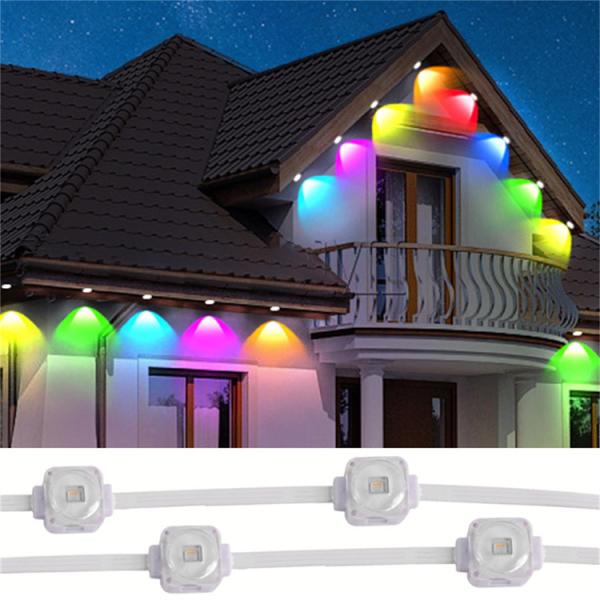Decoração exterior de Natal DC12V SMD5050 RGBW Aplicação de cordas externas permanentes Pixel Eaves Luzes LED