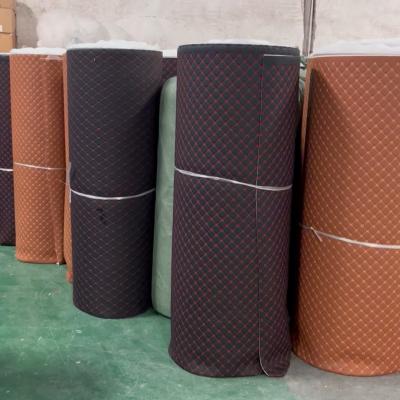 Customize Embroidery Pattern Quilted PVC Leather Car Floor Mat Roll For Car Mat