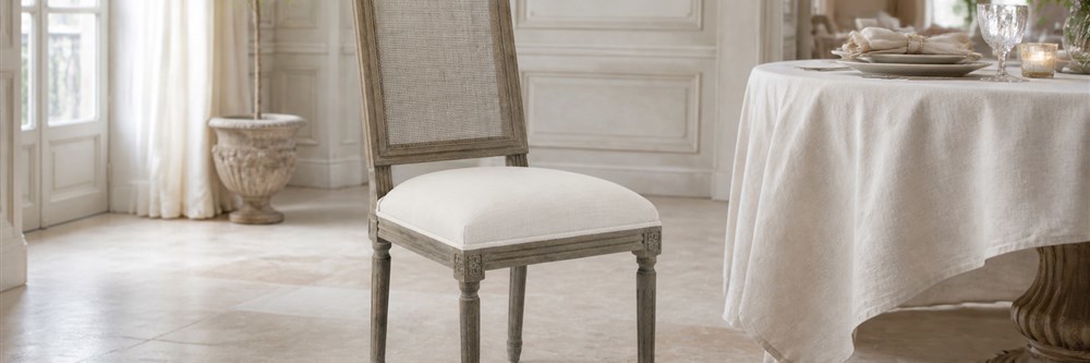 French Rectangular Cane Back Dining Chair  CYC-037-CB