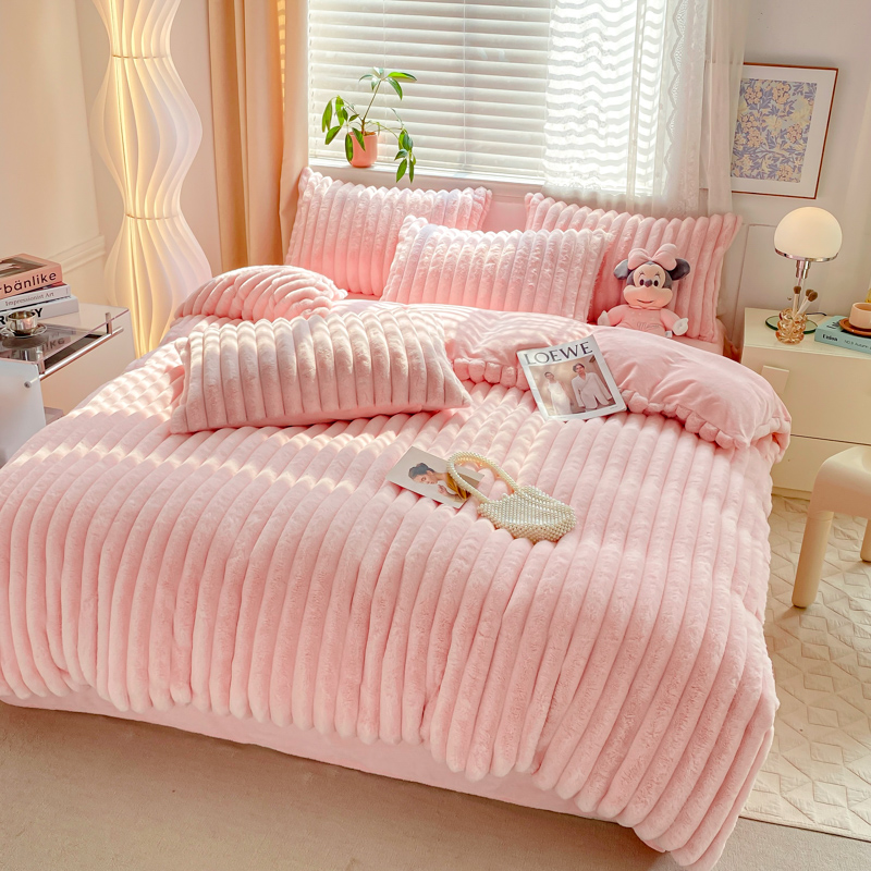 Горячий пушистый дизайн кролик фальшивое меховое пушистое плюшевое теплое одеяло для одеяла четырехкомпонентное одеяло