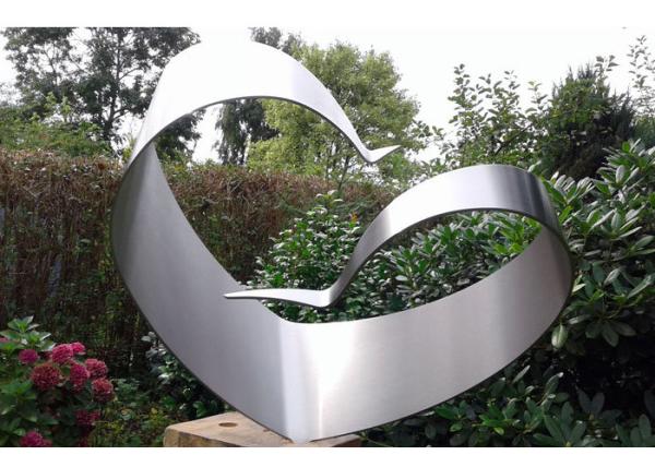 Escultura exterior de aço inoxidável do projeto simples, esculturas exteriores escovadas do metal moderno