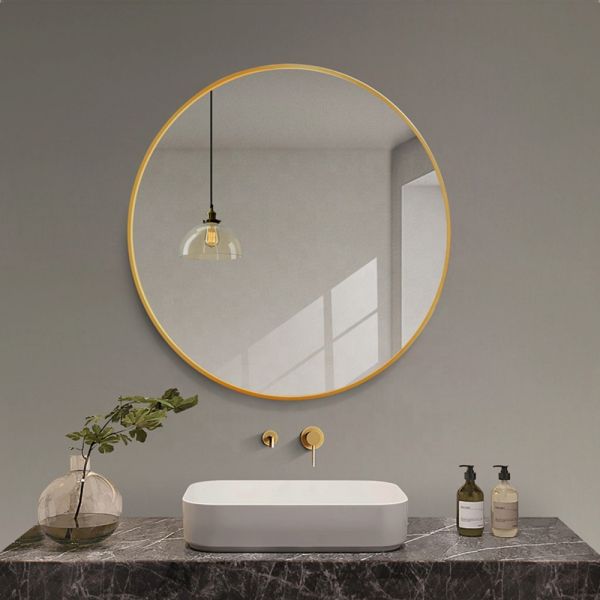 Aluminum Alloy Framed Wall Mirror Explosion Proof Bath Shower Mirror Without Light