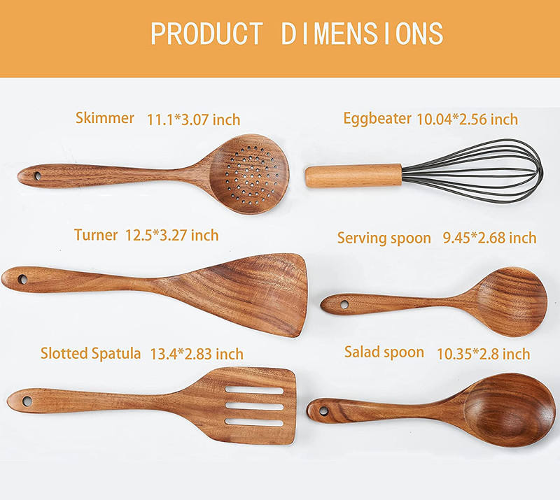 Ручка набора варя утварей древесины Teak кухни не