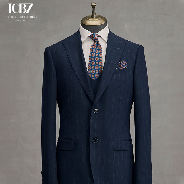 Мужской полосатый костюм для работы Дышащий и без железа Деловое обычное стройное формальное платье