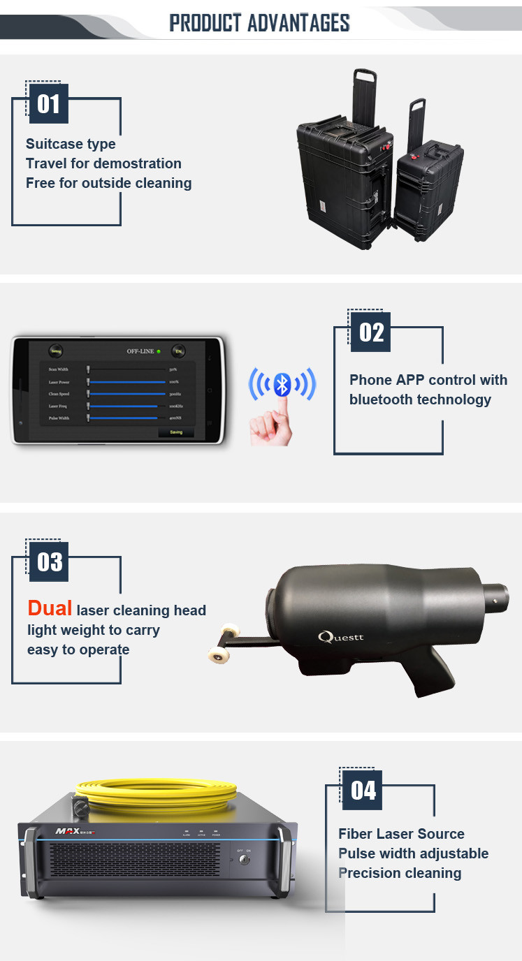 Уборщик handheld 100W лазера волокна случая 200W MOPA Bluetooth мобильный