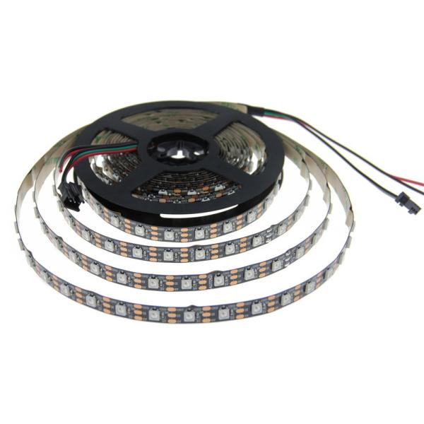 Programmable Black PCB LED Strip Self Adhesive 60LEDS 120° View Angle CE / RoHS