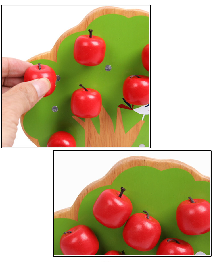 Игрушки младенца Montessori яблони деревянные для детей комплектуют плод воспитательный