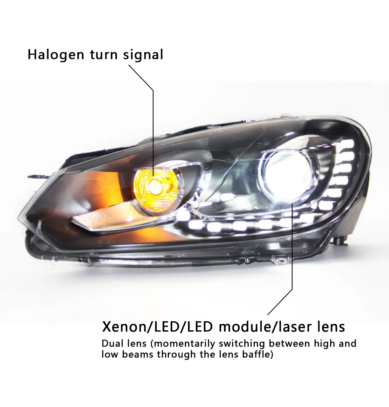 Сборка фар для Volkswagen VW Golf 6 Modification 6 Gti R20 Tear Eye DRL светодиодный передний фары
