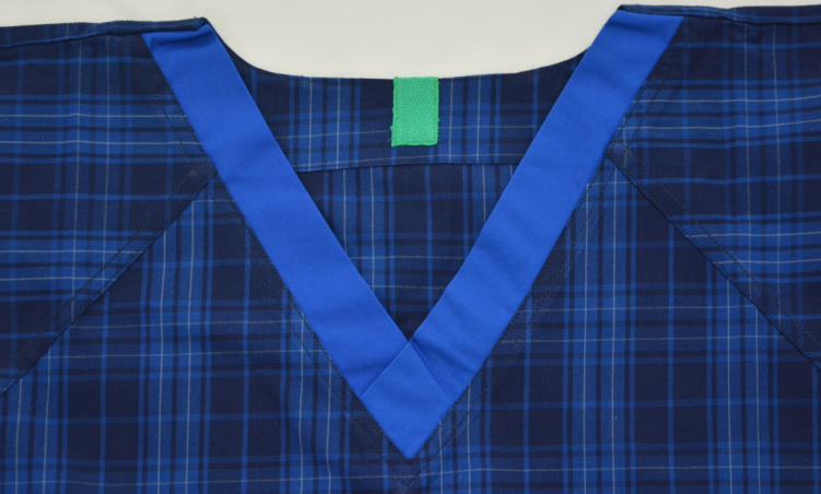 Blue Protective Work Clothing Scrub Suit For Men Reversible Short Sleeve Top Long Pants