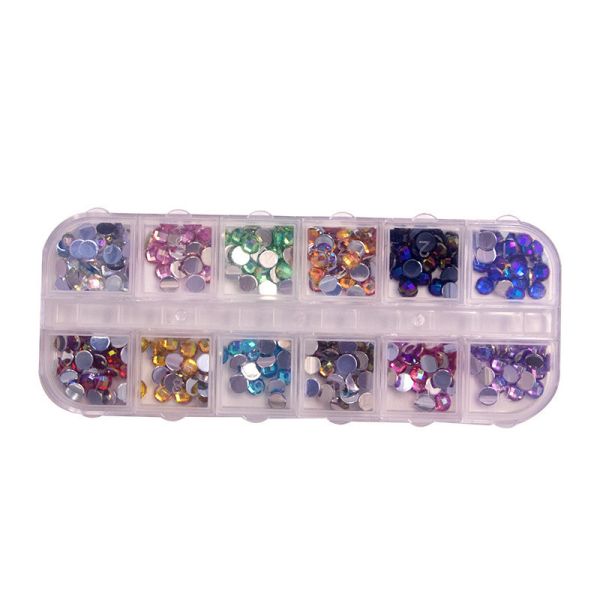 12 Grid Rhinestone Nail Stones Crystal Multi Shape Glass Diamonds Nails Art Decoration