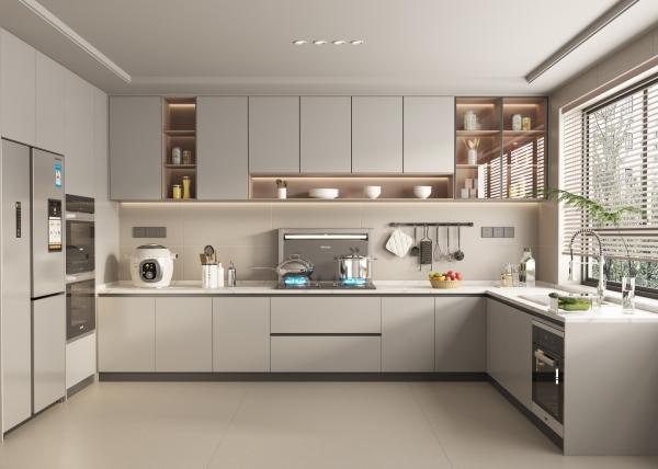 Luxo White Shaker Pvc Moderno High Gloss Acrílico Designs Gabinete de cozinha