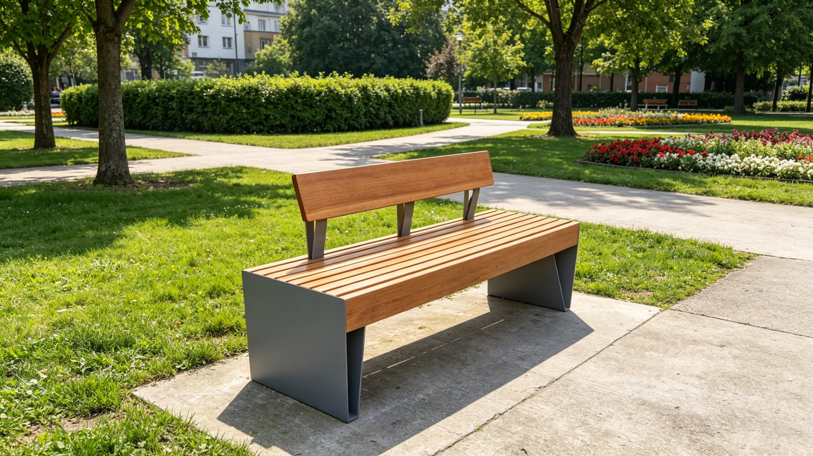 Outdoor Modern Compact HPL Park Bench | Weather Resistant HPL Outdoor Leisure Bench