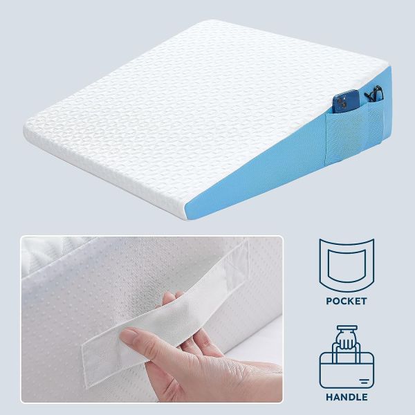 Therapeutic Cooling Wedge Pillow Memory Foam Pillow for Back Support and Leg Elevation