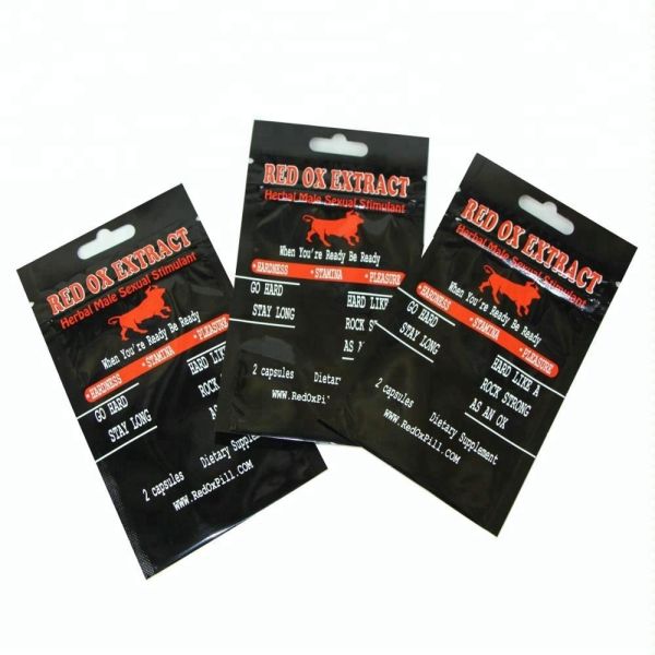 Private label printing OPP mylar foil header proof plastic bag for herbal sex medicine packaging