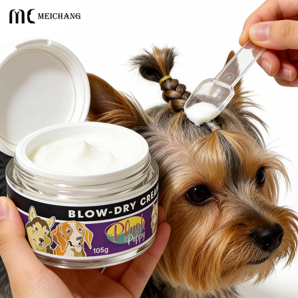 30g/50g AS+PP Cream Jar with Built-in Spoon and Airtight Sealing for Pet Grooming Styling Balm