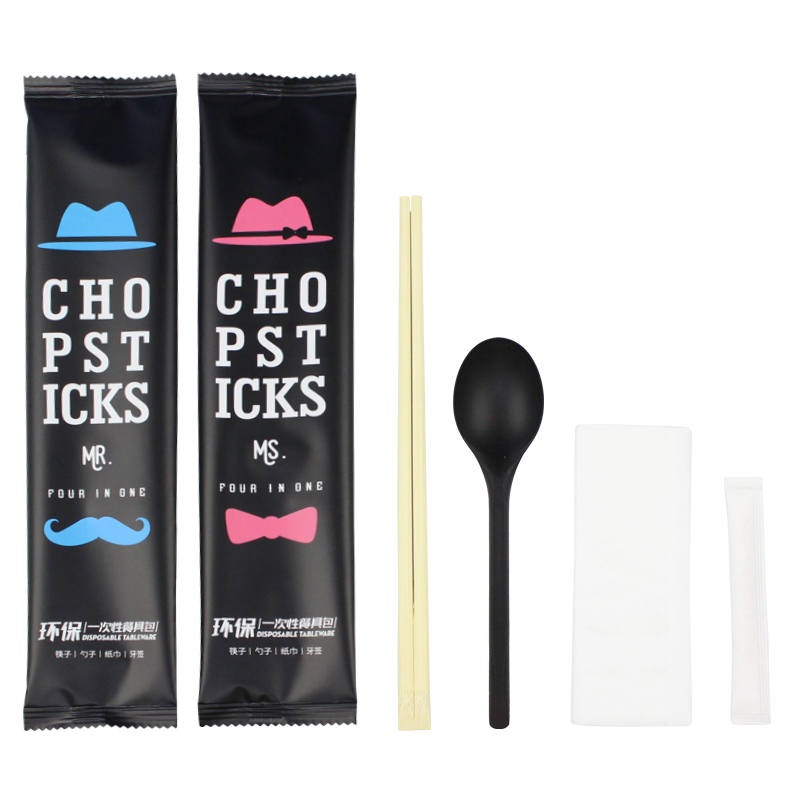 Packing Material Plastic Film Disposable Cutlery Set Combo for Outdoor Tableware