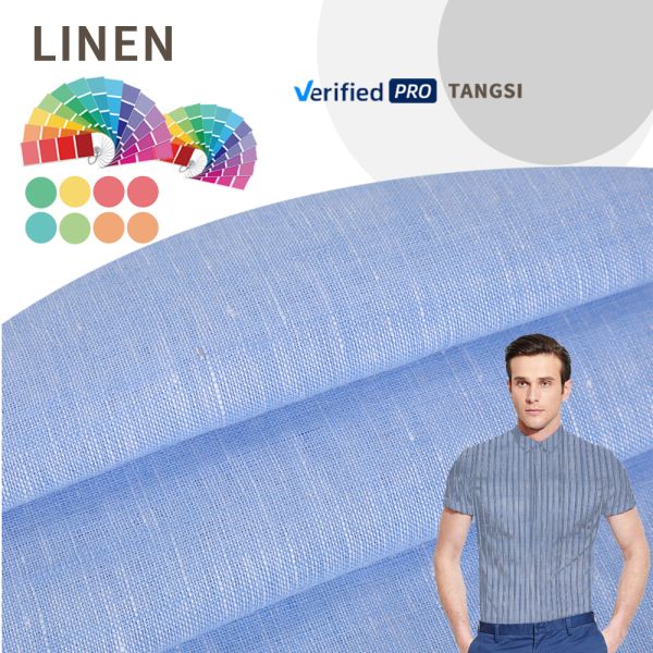 Wholesale Factory Supply Hot-selling Wear Soft Yarn Dyed Pure Linen Women and Men Fabric for Clothing