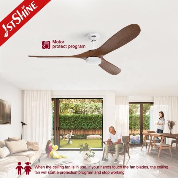 1stshine Hotel Decorativo LED ventilador de teto com iluminação dimmable e lâminas de madeira