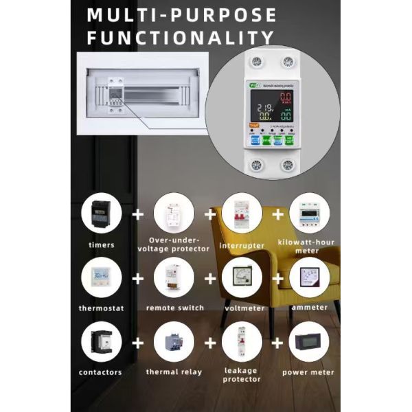 WiFi Reclosing Protector: 1-63A Adjustable, Energy Monitor, Voice/App