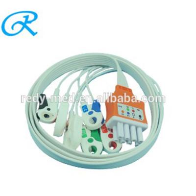 Adult / Pediatric 5 Lead Ecg Cable , White AHA Nihon Kohden Ecg Cable