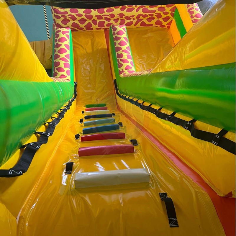 Custom Giraffe Inflatable Slide Large Animal Theme Playground with Climbing Lane High Slide Structure Safety Netting Commercial Rental Event Equipment