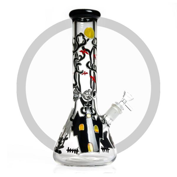 13.5 Inches Smoking Water Pipe 7mm Thick Glass Luminous Art Design Ice Catcher Bong