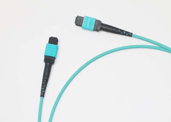 12 MT Fiber Optic MPO MTP Cable / OM4 Patch Cord Polarity A OFNP Plenum Jacket