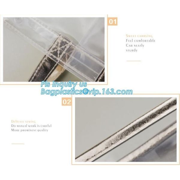 promotional clear pvc cosmetic bags handle zipper for sale, eco soft loop die cut pvc clear handle plastic shopping bags
