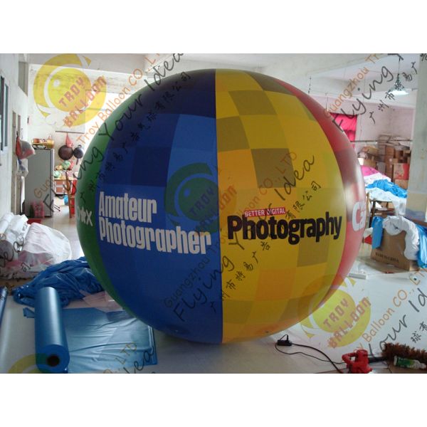 Bespoke Helium Inflatable Advertising Balloon , 0.18mm PVC Sealed Inflatable Sphere