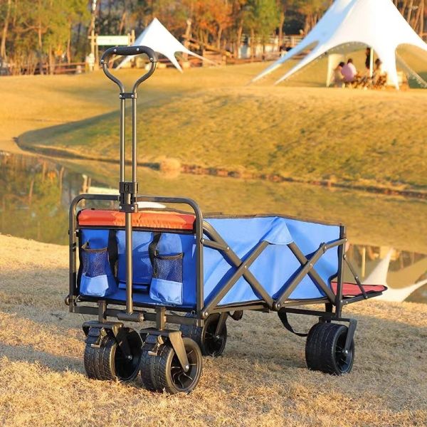 Foldable Wagon Cart for Shopping Dimension L x W x H 100*58*54CM Shopping Steel Frame
