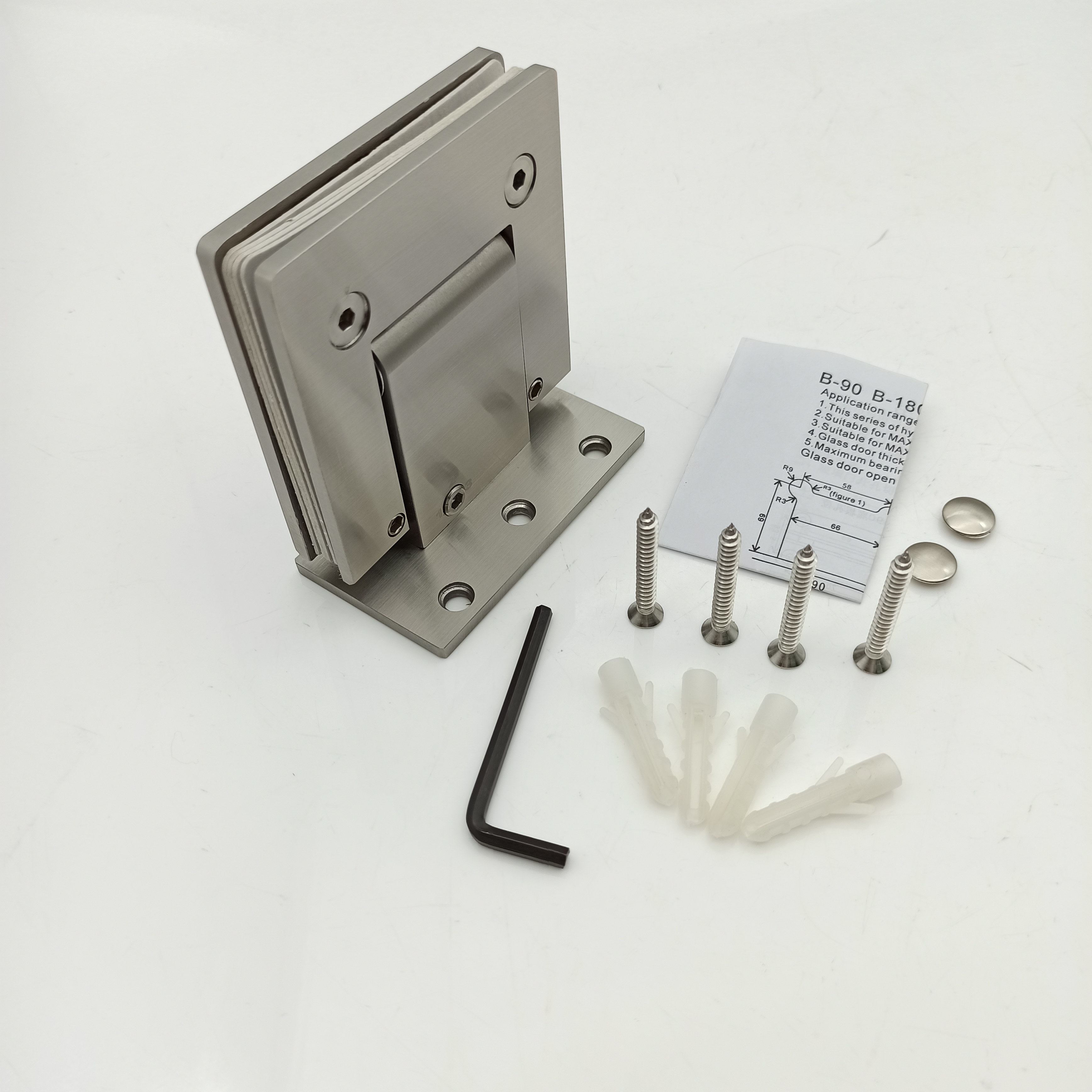 Мягкое закрытие из нержавеющей стали 304 Гидравлическая стеклянная дверная застежка Душевой панцирь на 90 градусов