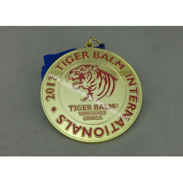 Die Stamped Martial Arts Ribbon Souvenir Medal Brass Material Enamel For Awards