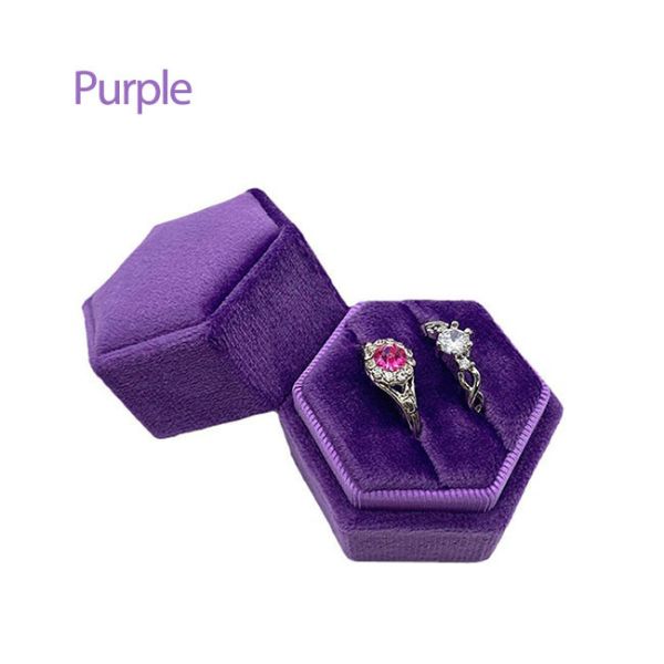 Purple Velvet Hexagonal Ring Packaging Box Elegant Jewelry Gift Box Ideal Choice