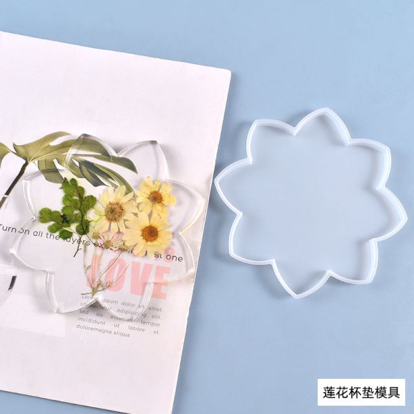 DIY crystal drop glue lotus coaster mold lotus geometric table hanging coaster silicone mold
